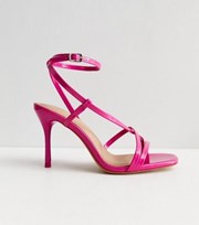 New Look Wide Fit Bright Pink Strappy Stiletto Heel Sandals